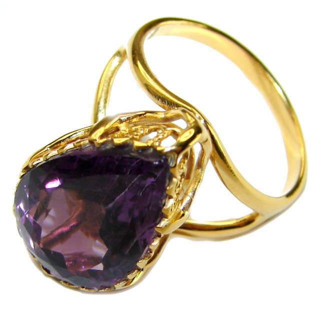 Classy 8.8 carat Amethyst 14K Rose Gold over .925 Sterling Silver Handcrafted Ring size 9 - photo 1