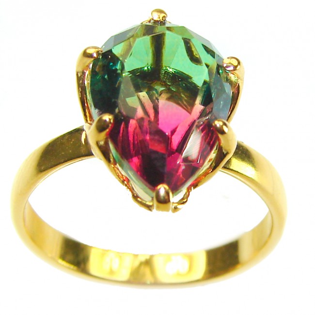 11.8 carat Brazilian Tourmaline 14K Gold over .925 Sterling Silver Perfectly handcrafted Ring s. 8 1/2 - photo 3