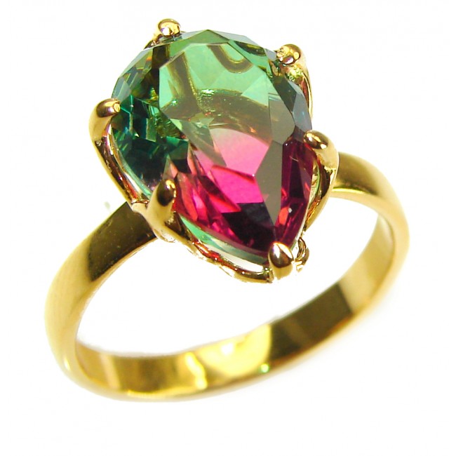 11.8 carat Brazilian Tourmaline 14K Gold over .925 Sterling Silver Perfectly handcrafted Ring s. 8 1/2 - photo 2