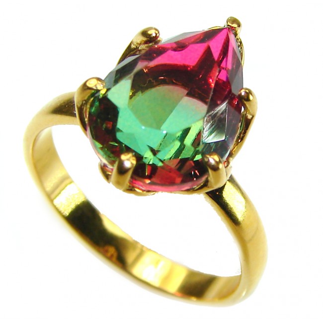 11.8 carat Brazilian Tourmaline 14K Gold over .925 Sterling Silver Perfectly handcrafted Ring s. 8 1/2 - photo 1