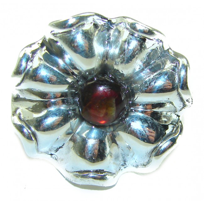 Genuine 4.1 carat Ammolite .925 Sterling Silver handmade Ring size 6