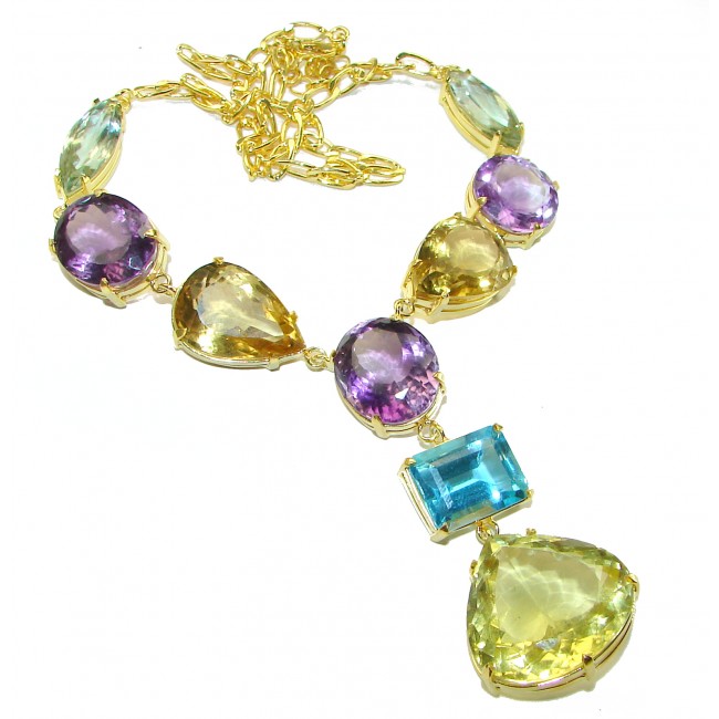 Beauty OF Nature 149 carat Multigems 18K Gold over .925 Sterling Silver handcrafted Statement necklace