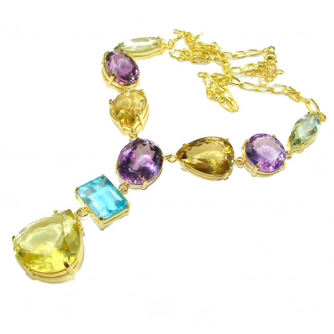 Beauty OF Nature 149 carat Multigems 18K Gold over .925 Sterling Silver handcrafted Statement necklace