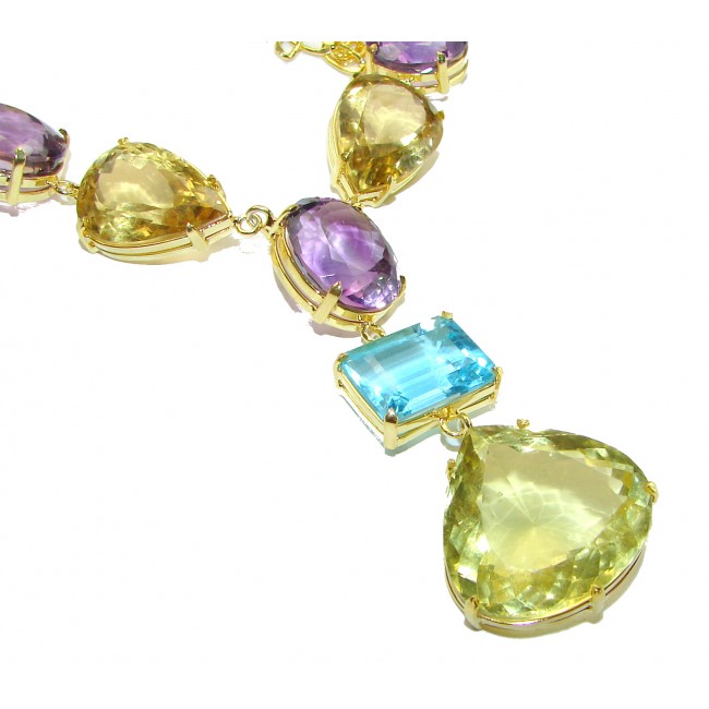 Beauty OF Nature 149 carat Multigems 18K Gold over .925 Sterling Silver handcrafted Statement necklace