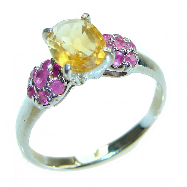 Authentic 3.2 carat Citrine .925 Sterling Silver handmade Cocktail Ring s. 7 1/4