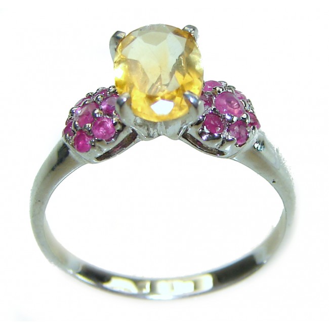 Authentic 3.2 carat Citrine .925 Sterling Silver handmade Cocktail Ring s. 7 1/4