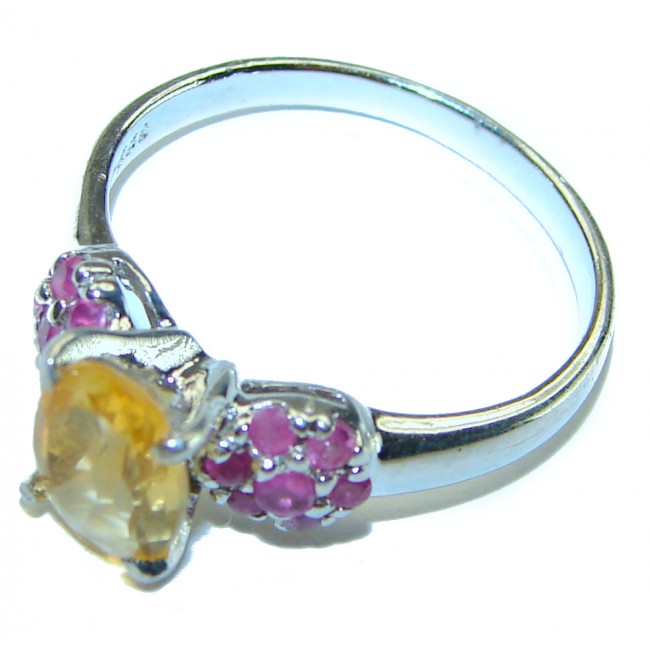 Authentic 3.2 carat Citrine .925 Sterling Silver handmade Cocktail Ring s. 7 1/4