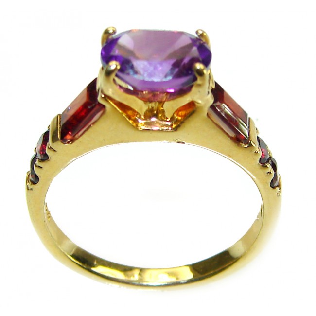 Purple Beauty 3.5 carat Amethyst 14K Gold over .925 Sterling Silver Handcrafted Ring size 6 1/4