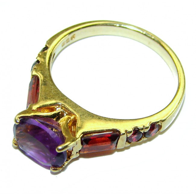 Purple Beauty 3.5 carat Amethyst 14K Gold over .925 Sterling Silver Handcrafted Ring size 6 1/4