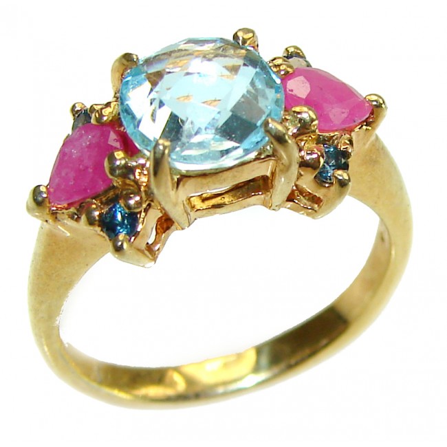 1.8 carat oval cut Blue Swiss Topaz .925 Sterling Silver handcrafted Ring size 5 - photo 3