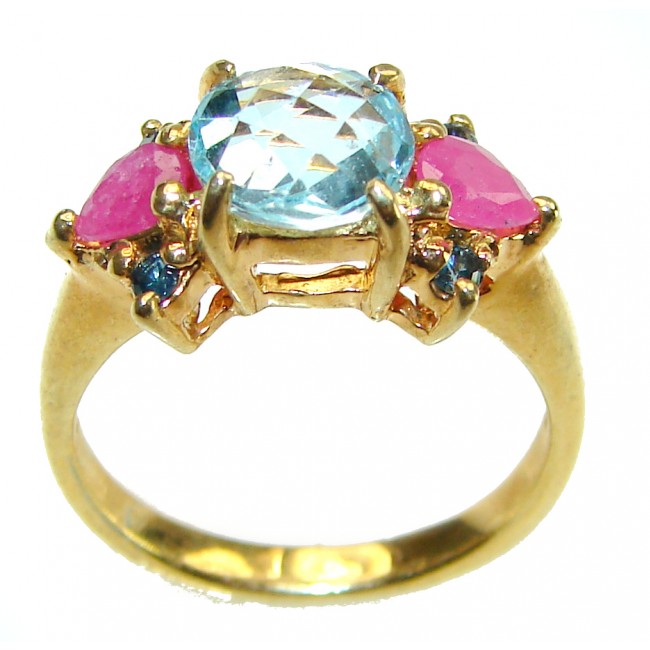 1.8 carat oval cut Blue Swiss Topaz .925 Sterling Silver handcrafted Ring size 5 - photo 2