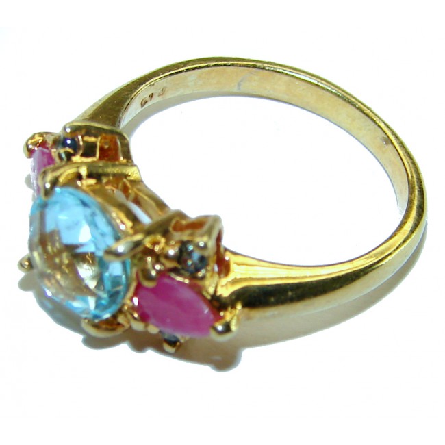 1.8 carat oval cut Blue Swiss Topaz .925 Sterling Silver handcrafted Ring size 5 - photo 1