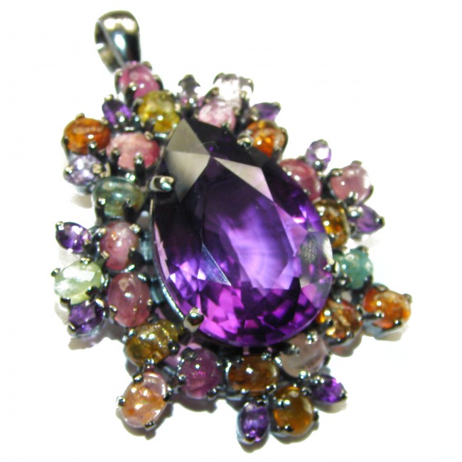 Vintage Design 65.5 carat Amethyst .925 Sterling Silver handcrafted Pendant