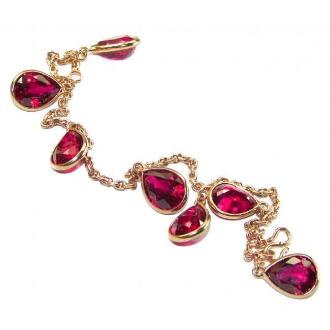 Joyful moments Mesmerizing Red Topaz 14K Gold over .925 Sterling Silver handmade Charm Bracelet