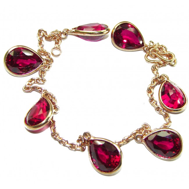 Joyful moments Mesmerizing Red Topaz 14K Gold over .925 Sterling Silver handmade Charm Bracelet