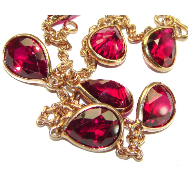 Joyful moments Mesmerizing Red Topaz 14K Gold over .925 Sterling Silver handmade Charm Bracelet