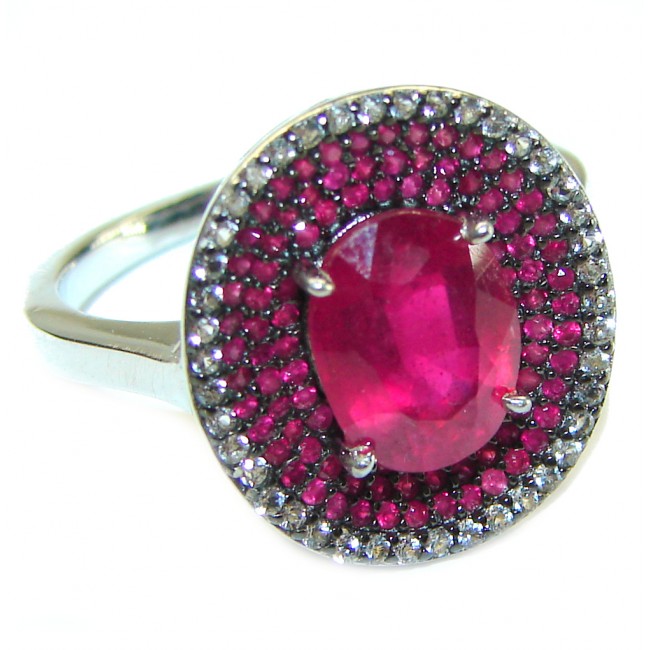 Bella Rosa authentic 5.2 carat Ruby .925 Sterling Silver handcrafted Cocktail Ring s. 7