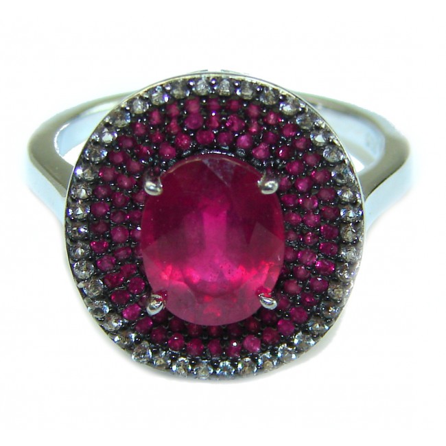 Bella Rosa authentic 5.2 carat Ruby .925 Sterling Silver handcrafted Cocktail Ring s. 7