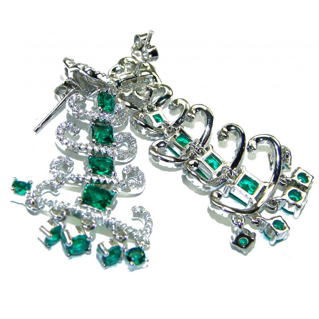 Allure Natural Emerald .925 Sterling Silver handcrafted earrings