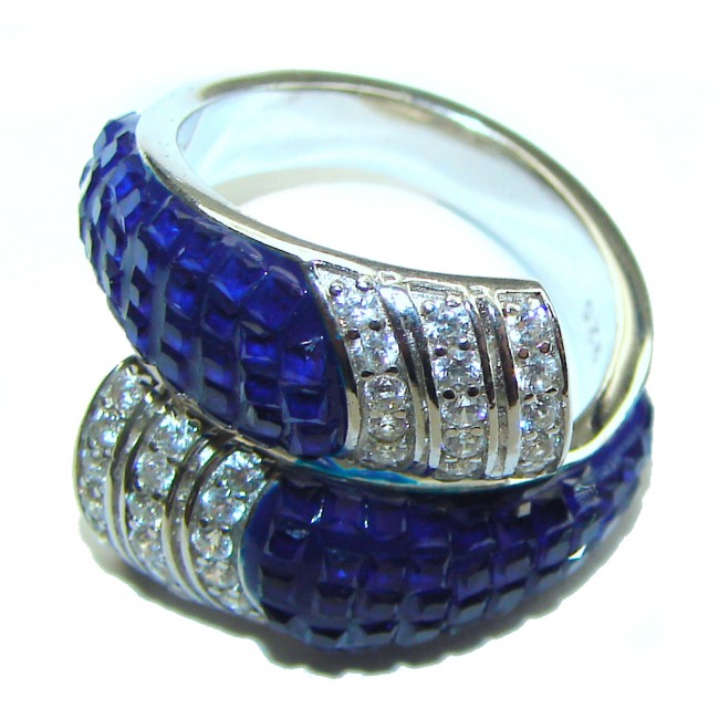 Luxurious Sapphire .925 Sterling Silver handcrafted Ring size 6 3/4