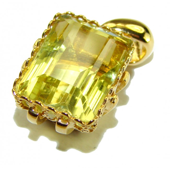 15.3 carat Lemon Quartz 14K Gold over .925 Sterling Silver handcrafted pendant - photo 2