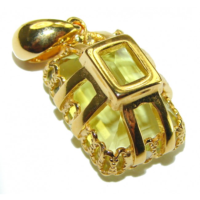 15.3 carat Lemon Quartz 14K Gold over .925 Sterling Silver handcrafted pendant - photo 1