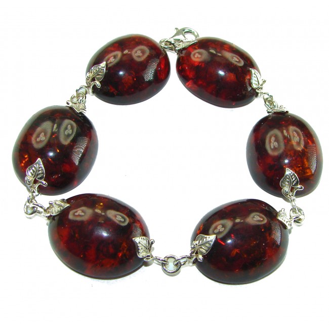 Cognac Color Beautiful Amber .925 Sterling Silver handcrafted Bracelet - photo 2