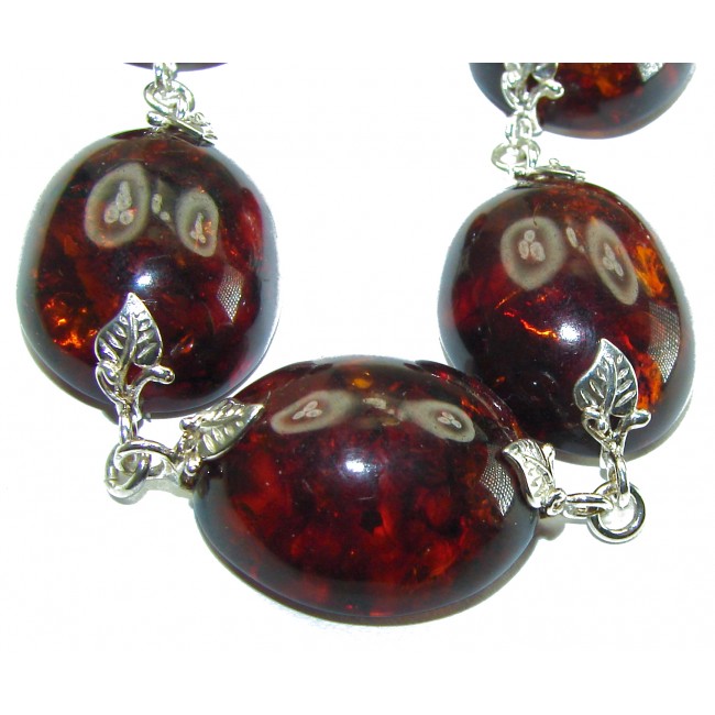 Cognac Color Beautiful Amber .925 Sterling Silver handcrafted Bracelet - photo 1