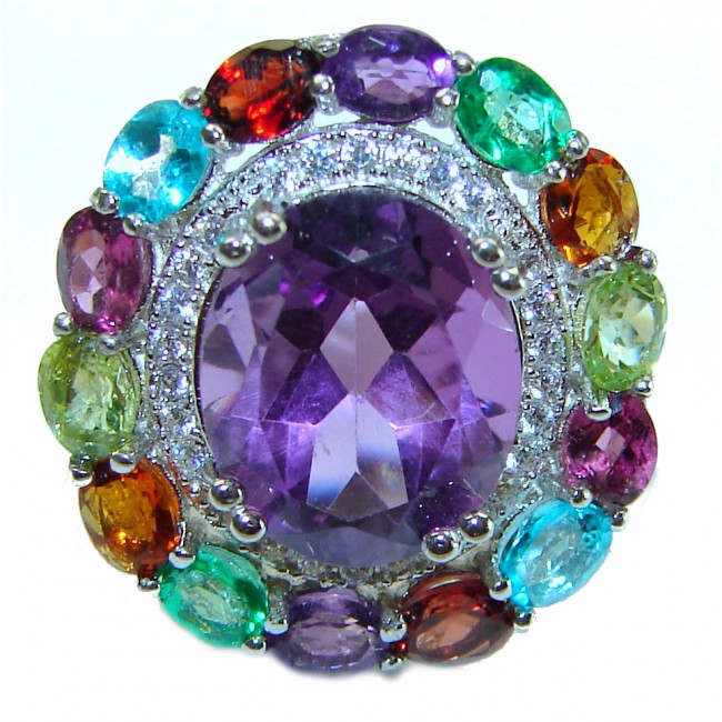 Beatrice- Dramatic design 10.8 carat Amethyst .925 Sterling Silver Handcrafted Ring size 7 - photo 2