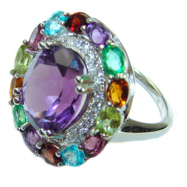 Beatrice- Dramatic design 10.8 carat Amethyst .925 Sterling Silver Handcrafted Ring size 7 - photo 1