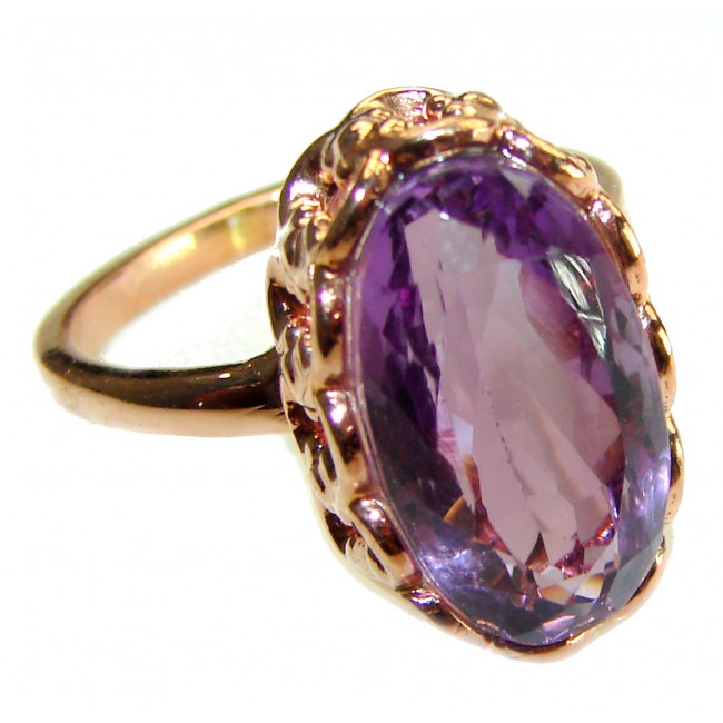 Dramatic design 15.8 carat Amethyst 18K Rose Gold over .925 Sterling Silver Handcrafted Ring size 9 1/2 - photo 3