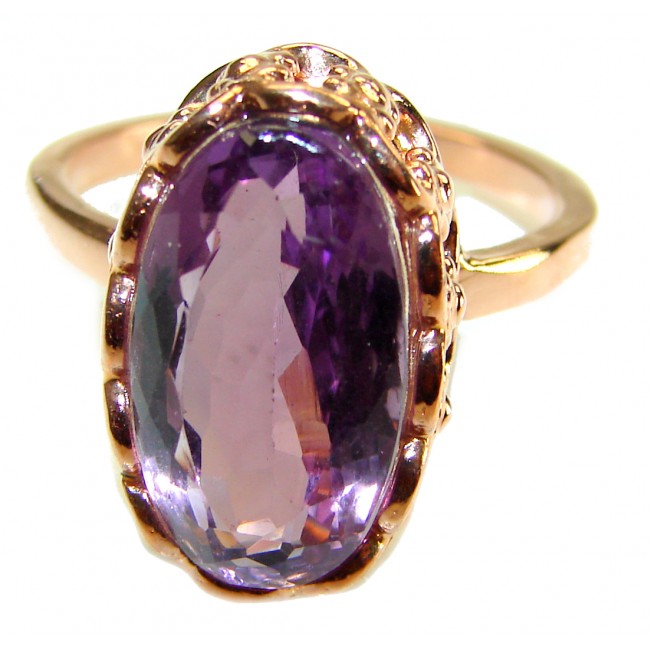 Dramatic design 15.8 carat Amethyst 18K Rose Gold over .925 Sterling Silver Handcrafted Ring size 9 1/2 - photo 2