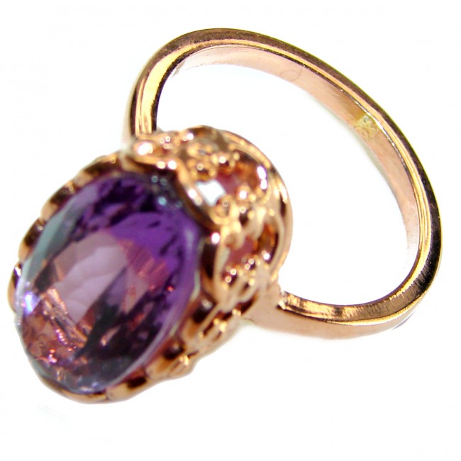 Dramatic design 15.8 carat Amethyst 18K Rose Gold over .925 Sterling Silver Handcrafted Ring size 9 1/2 - photo 1