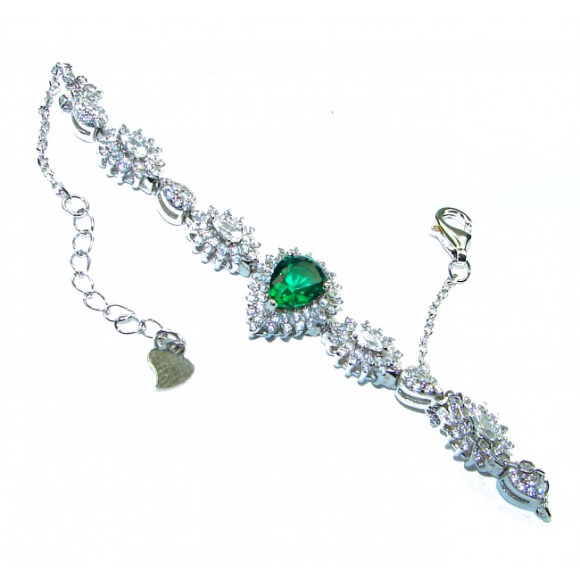 Timless Treasure 4.5 carat Emerald .925 Sterling Silver handcrafted Bracelet - photo 3
