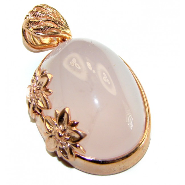 Vintage Beauty quality Rose Quartz 14K Gold over .925 Sterling Silver handmade Pendant - photo 3