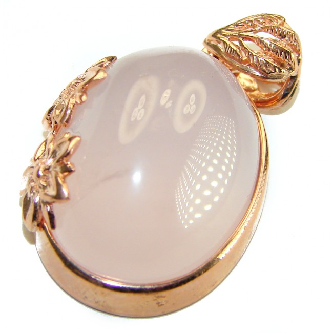 Vintage Beauty quality Rose Quartz 14K Gold over .925 Sterling Silver handmade Pendant - photo 2