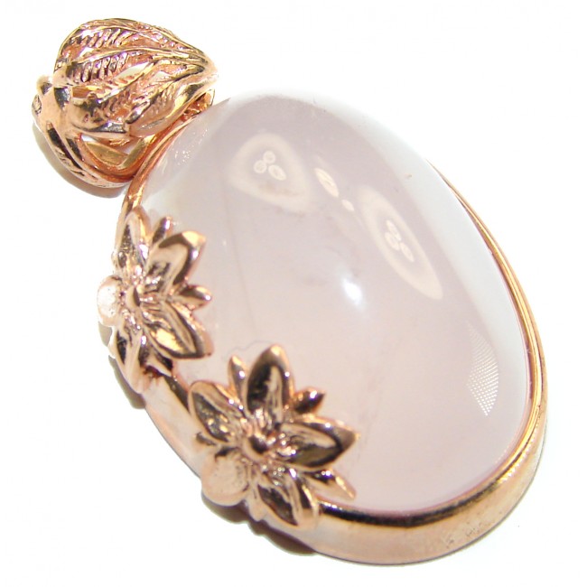 Vintage Beauty quality Rose Quartz 14K Gold over .925 Sterling Silver handmade Pendant - photo 1