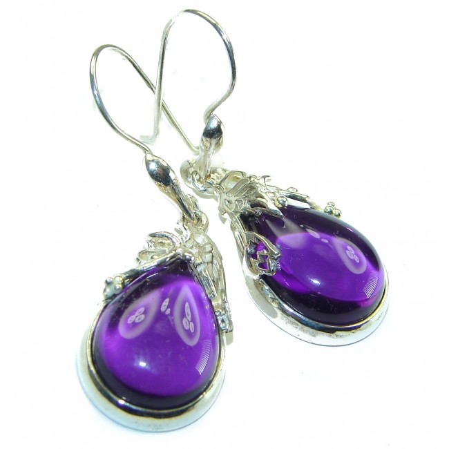 Lavender Fields Pink Amethyst .925 Sterling Silver handcrafted Statement earrings