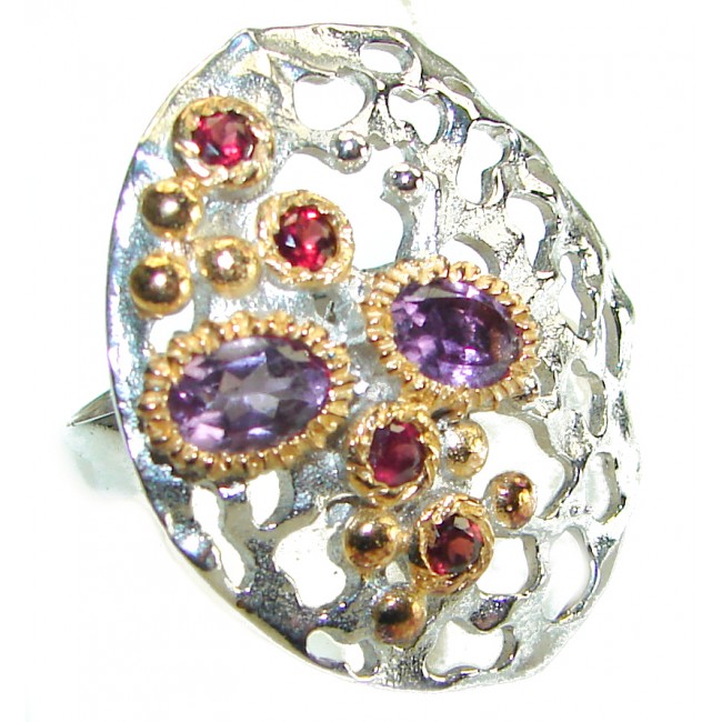 Dramatic design 15.8 carat Amethyst .925 Sterling Silver Handcrafted Ring size 6 - photo 3