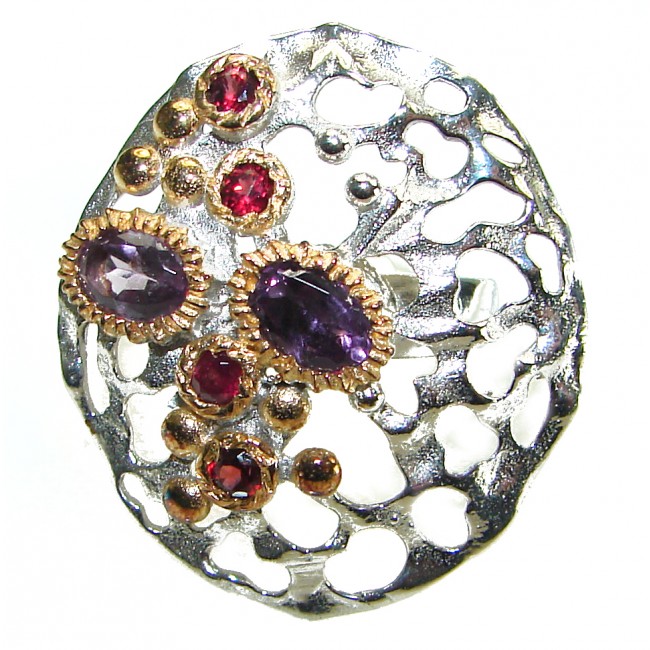 Dramatic design 15.8 carat Amethyst .925 Sterling Silver Handcrafted Ring size 6 - photo 2