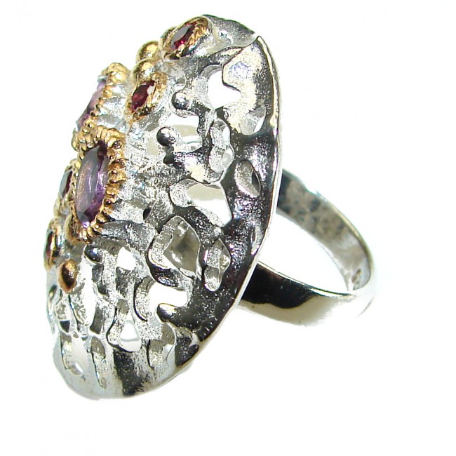 Dramatic design 15.8 carat Amethyst .925 Sterling Silver Handcrafted Ring size 6 - photo 1