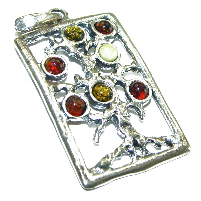 Perfect Family Tree Baltic Amber .925 Sterling Silver Pendant - photo 1