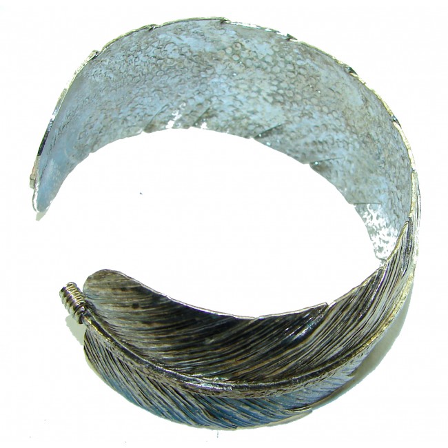 Silver Feather .925 Sterling Silver Bracelet / Cuff - photo 1