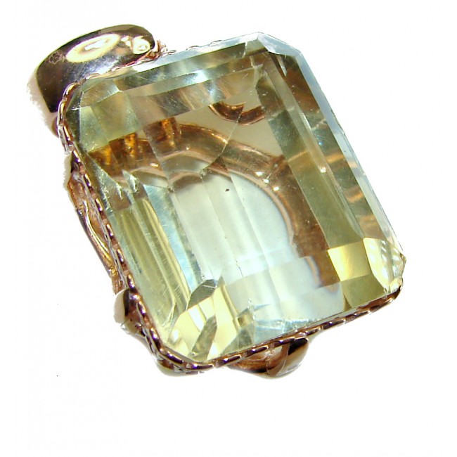 17.3 carat Lemon Quartz 14K Gold over .925 Sterling Silver handcrafted pendant - photo 3