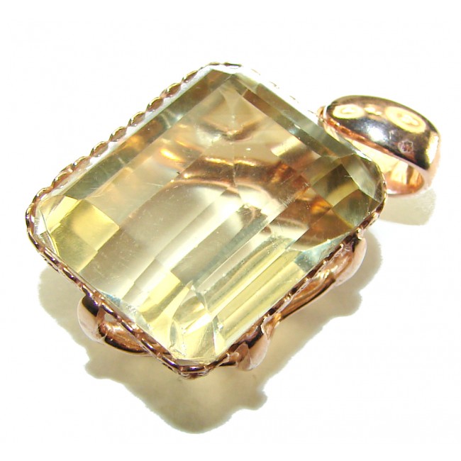 17.3 carat Lemon Quartz 14K Gold over .925 Sterling Silver handcrafted pendant - photo 2