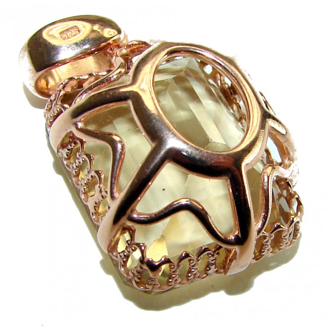 17.3 carat Lemon Quartz 14K Gold over .925 Sterling Silver handcrafted pendant - photo 1
