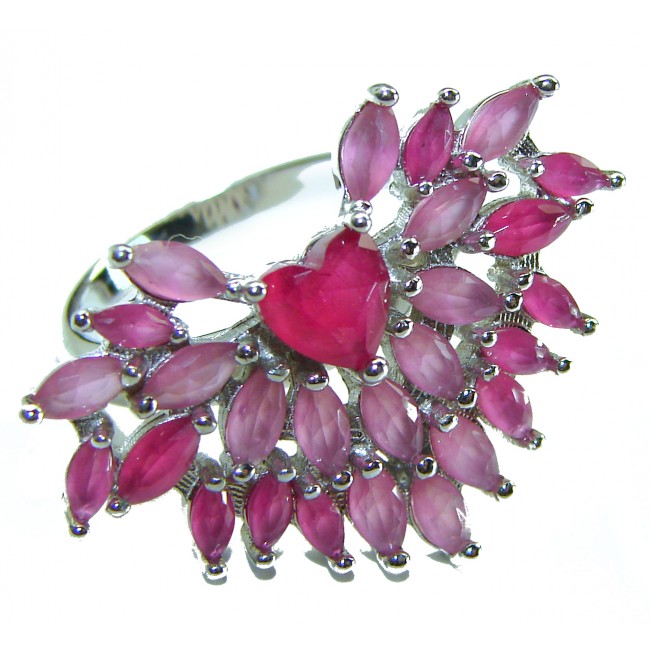 Angel's Heart 11.2 carat natural Ruby .925 Sterling Silver handmade Ring size 8 1/4 - photo 3