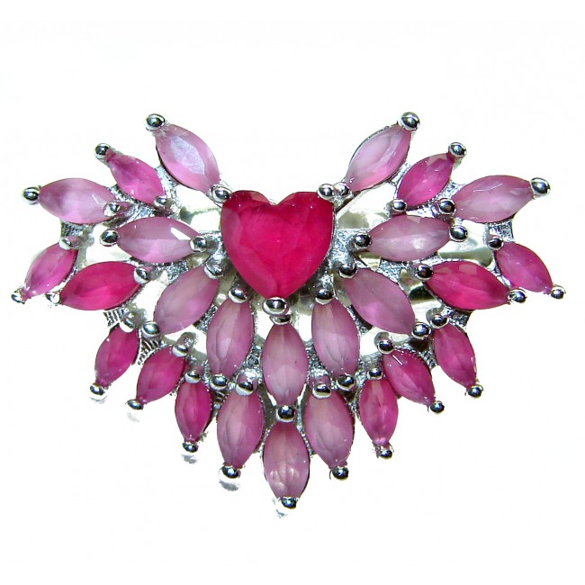 Angel's Heart 11.2 carat natural Ruby .925 Sterling Silver handmade Ring size 8 1/4 - photo 2