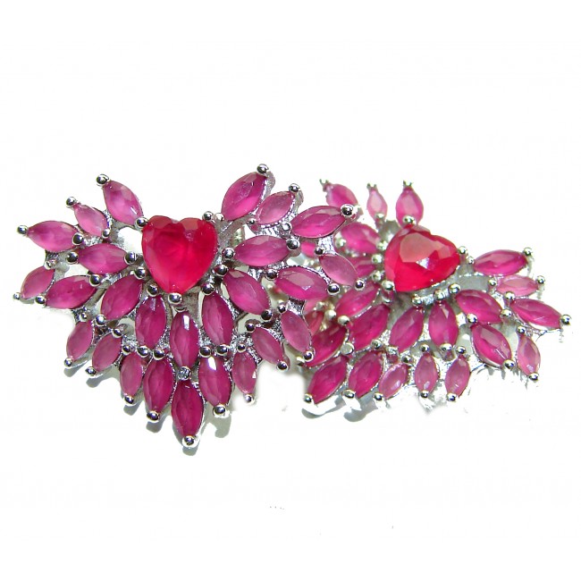 Angel's Heart 12.5 carat Ruby .925 Sterling Silver handmade earrings - photo 3