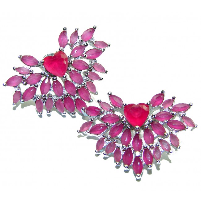 Angel's Heart 12.5 carat Ruby .925 Sterling Silver handmade earrings - photo 2